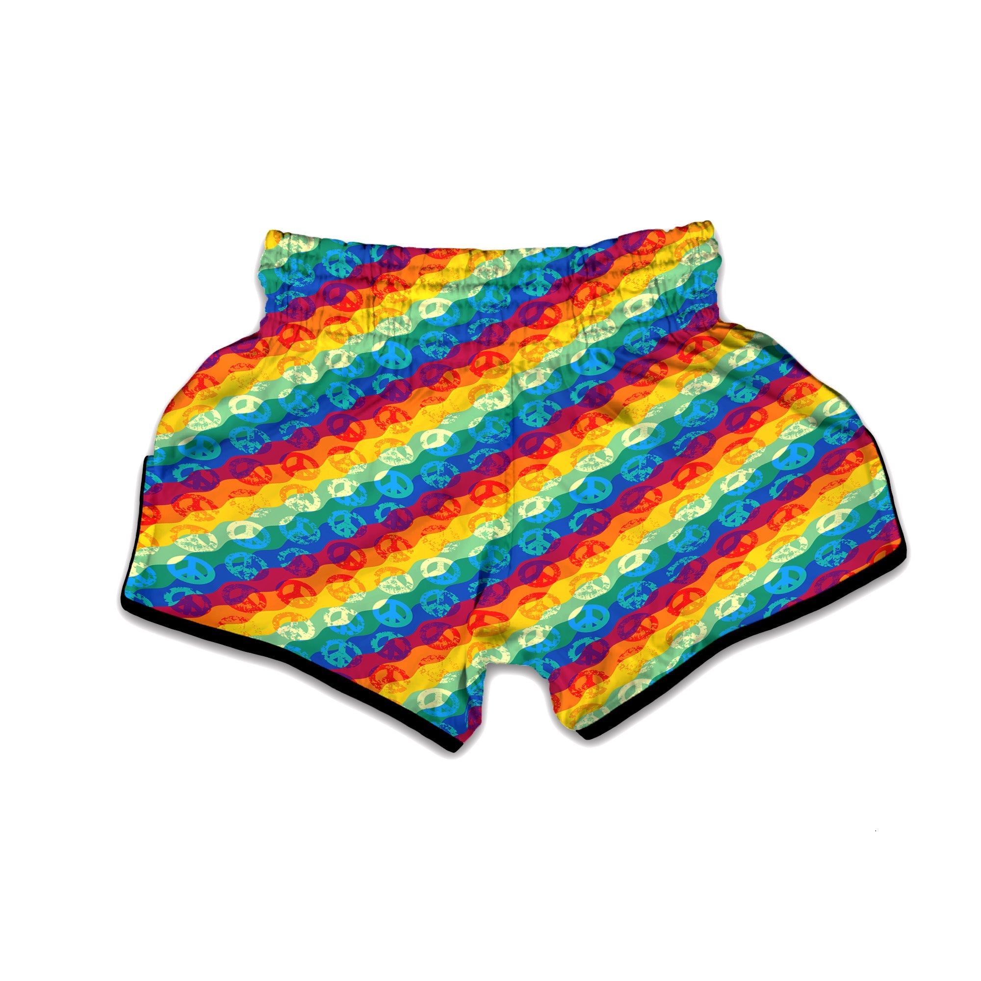 Abstract Rainbow Peace Signs And LGBT Print Pattern Muay Thai Boxing Shorts-grizzshop