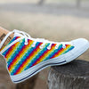 Abstract Rainbow Peace Signs And LGBT Print Pattern White High Top Shoes-grizzshop