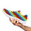 Abstract Rainbow Peace Signs And LGBT Print Pattern White Sneaker-grizzshop