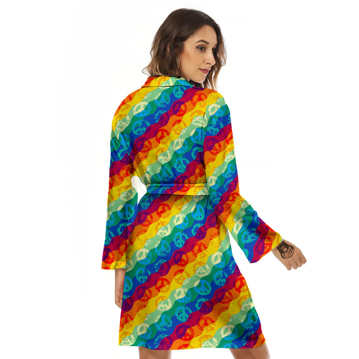 Abstract Rainbow Peace Signs And LGBT Print Pattern Women's Robe-grizzshop