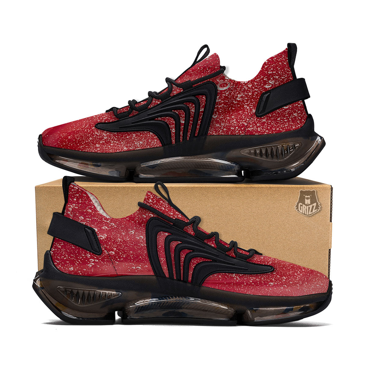 Abstract Red Liquid Black Gym Shoes-grizzshop