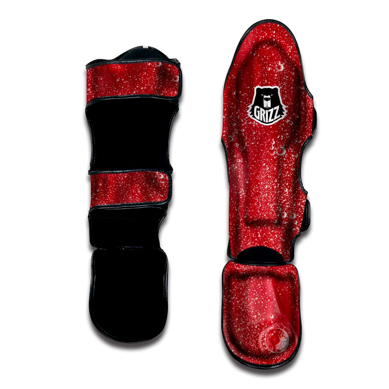 Abstract Red Liquid Muay Thai Shin Guards-grizzshop