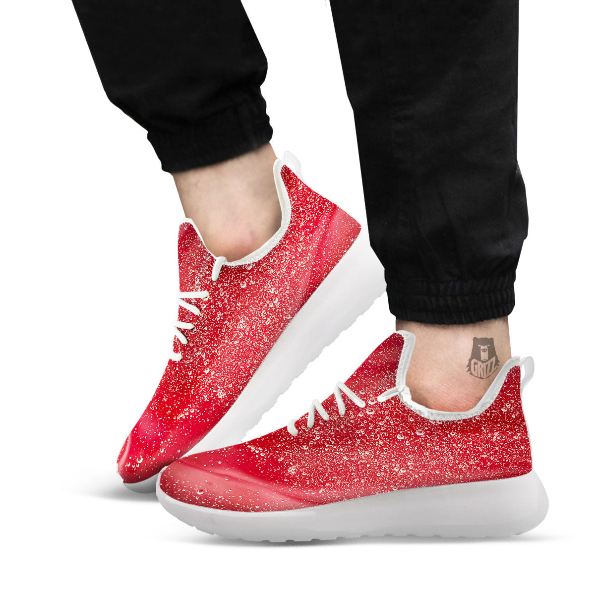 Abstract Red Liquid White Athletic Shoes-grizzshop