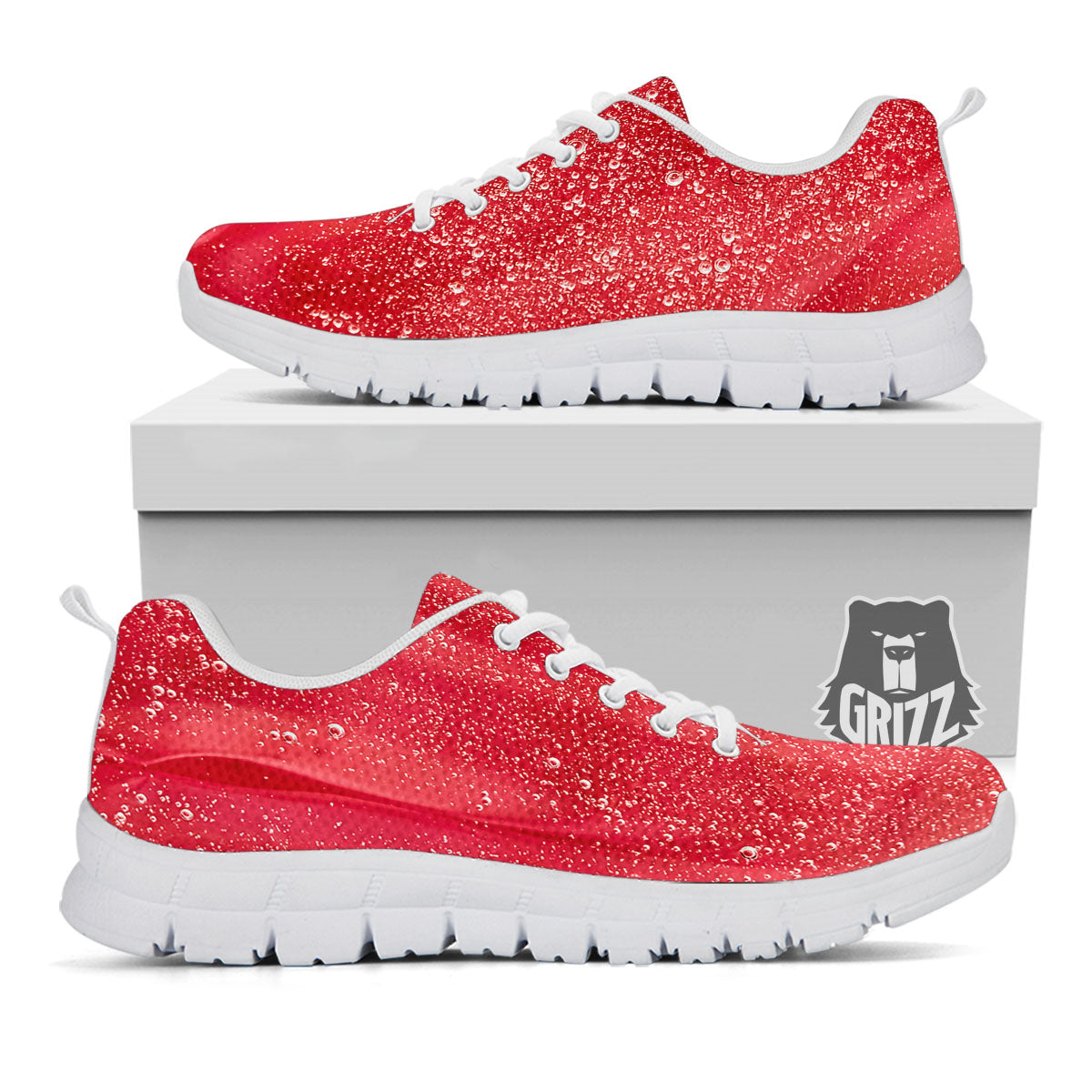 Abstract Red Liquid White Sneaker-grizzshop