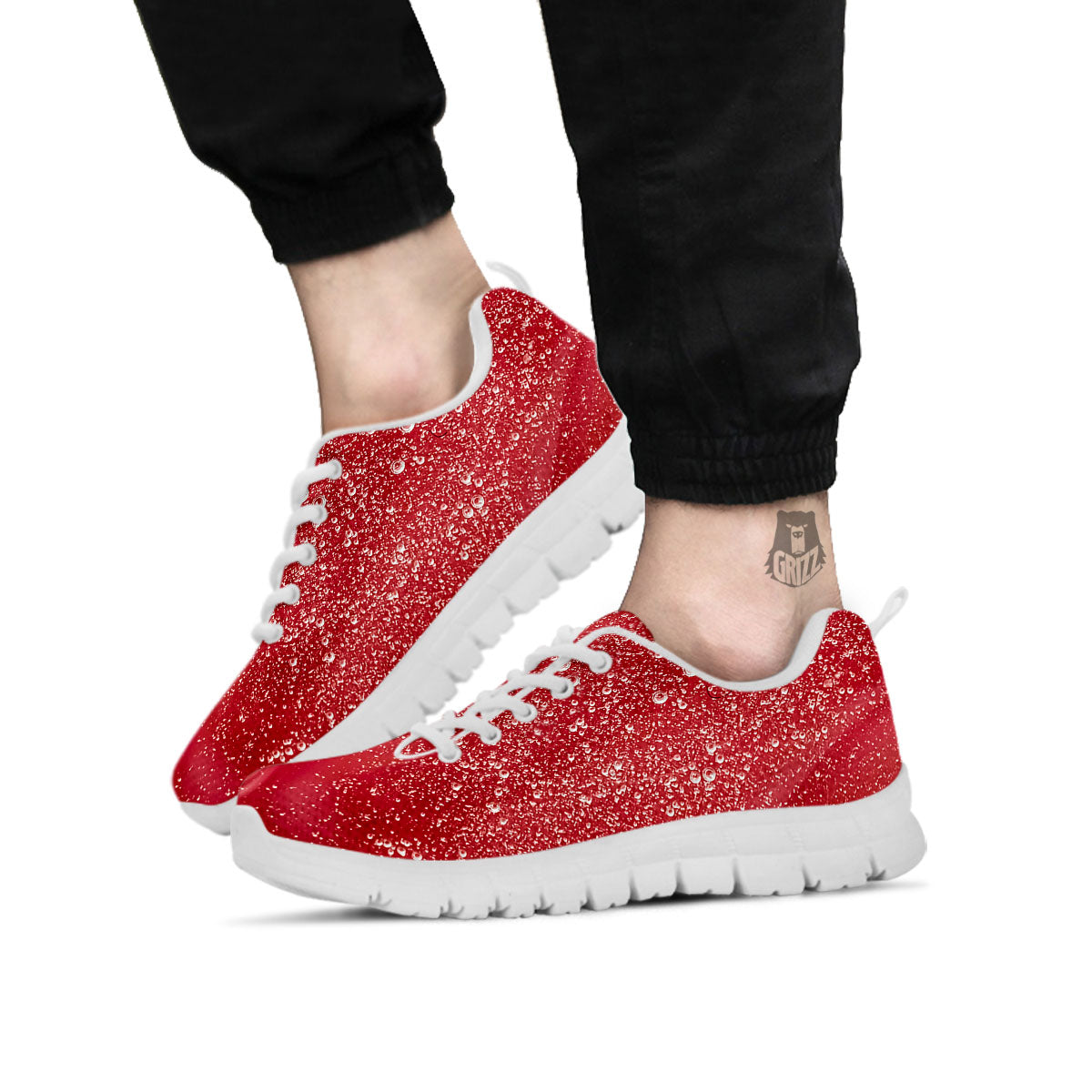 Abstract Red Liquid White Sneaker-grizzshop