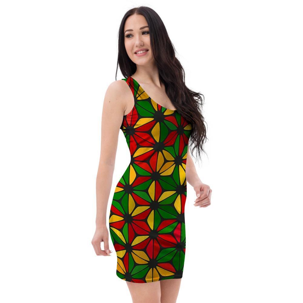 Abstract Reggae Rasta Bodycon Dress-grizzshop