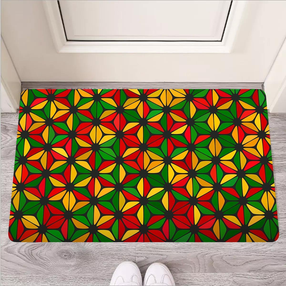 Abstract Reggae Rasta Door Mat-grizzshop
