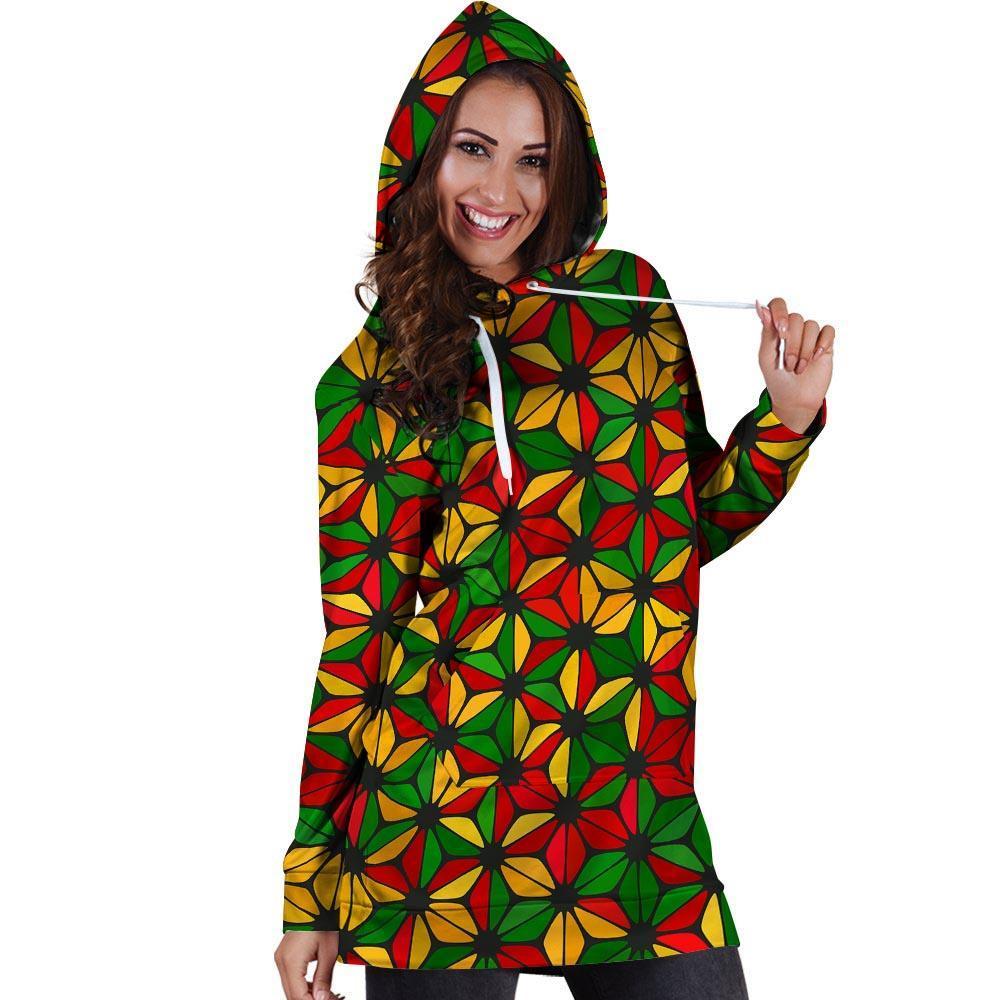 Abstract Reggae Rasta Hoodie Dress-grizzshop