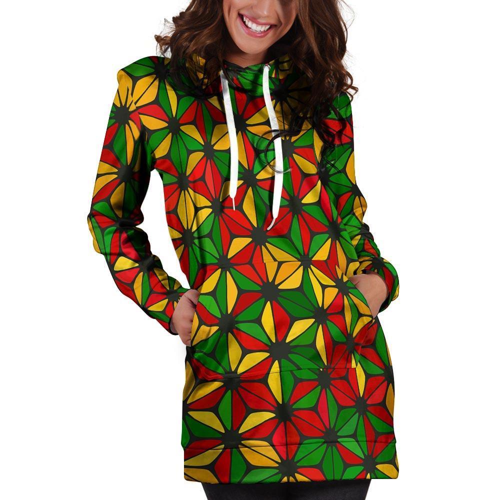 Abstract Reggae Rasta Hoodie Dress-grizzshop