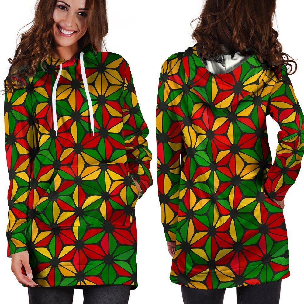 Abstract Reggae Rasta Hoodie Dress-grizzshop