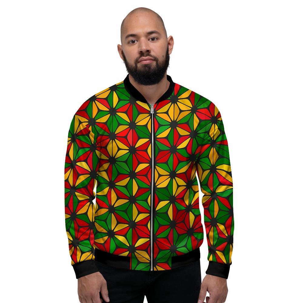 Abstract Reggae Rasta Men's Bomber Jacket-grizzshop