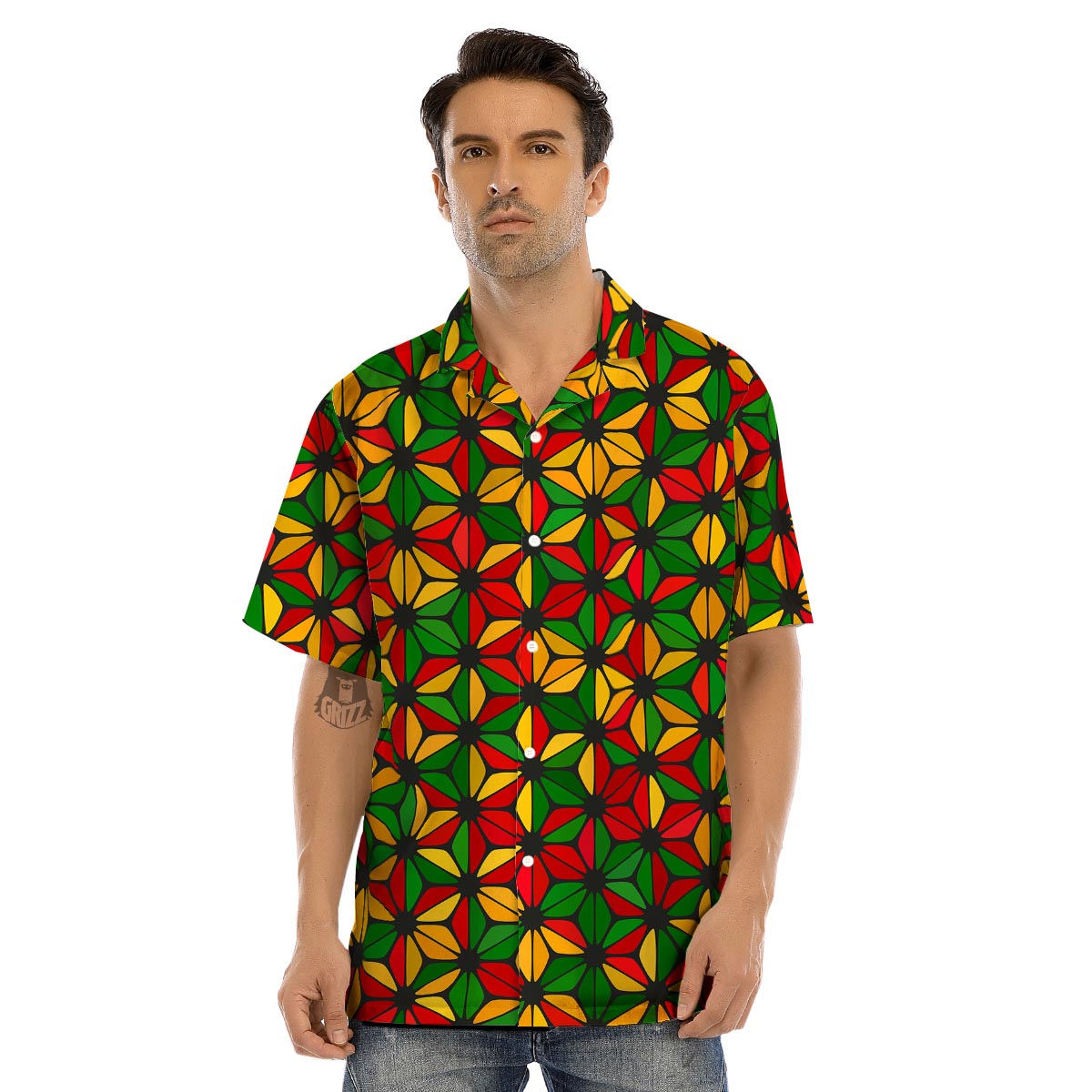 Abstract Reggae Rasta Men’s Hawaiian Shirt-grizzshop