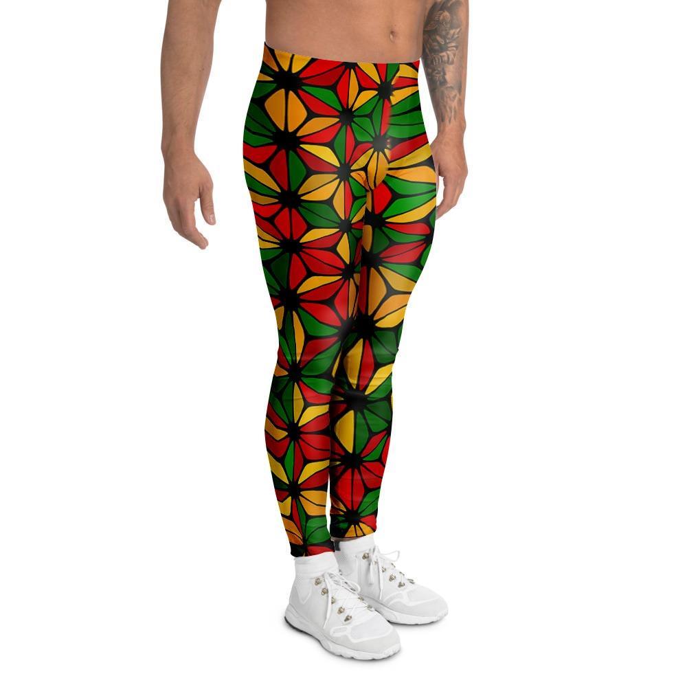 Abstract Reggae Rasta Men's Leggings-grizzshop