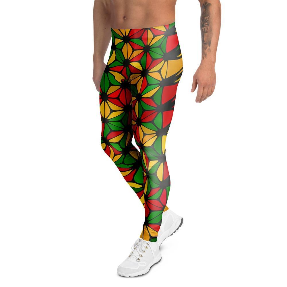 Abstract Reggae Rasta Men's Leggings-grizzshop