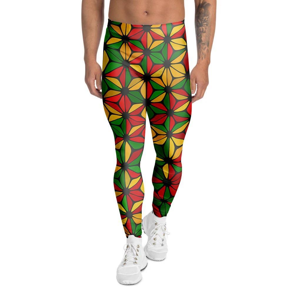 Abstract Reggae Rasta Men's Leggings-grizzshop