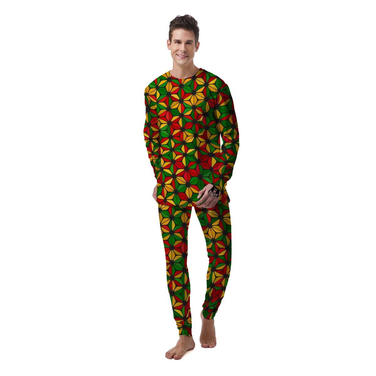 Abstract Reggae Rasta Men's Pajamas-grizzshop