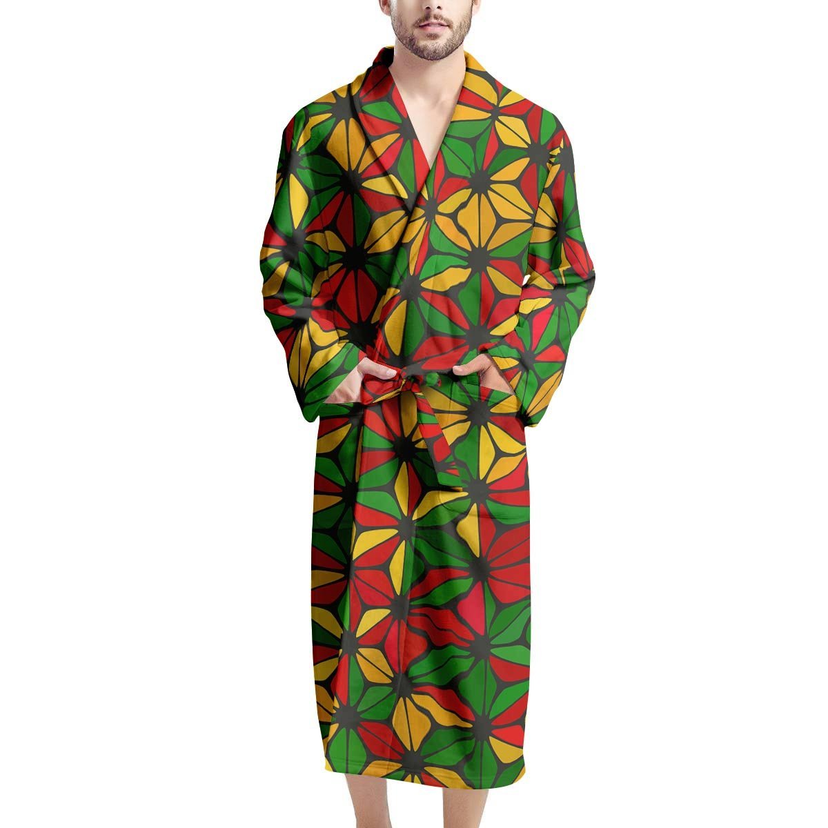 Abstract Reggae Rasta Men's Robe-grizzshop