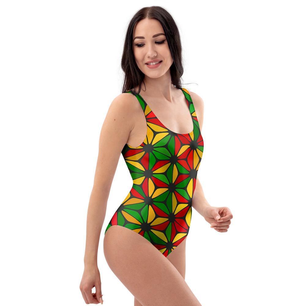 Abstract Reggae Rasta One Piece Swimsuite-grizzshop