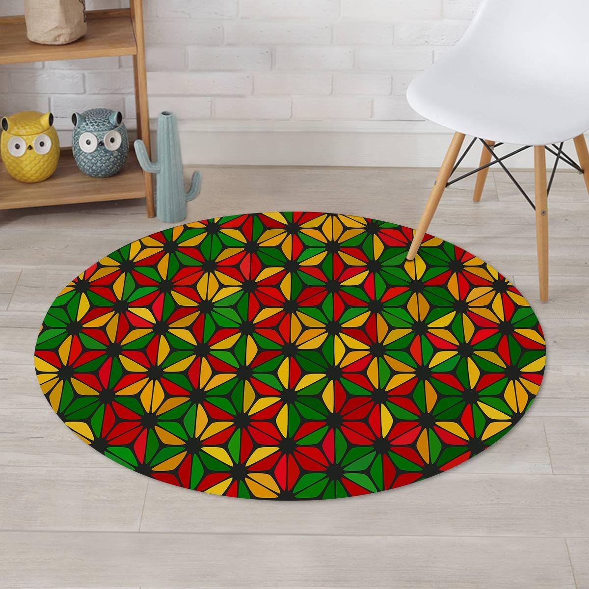 Abstract Reggae Rasta Round Rug-grizzshop