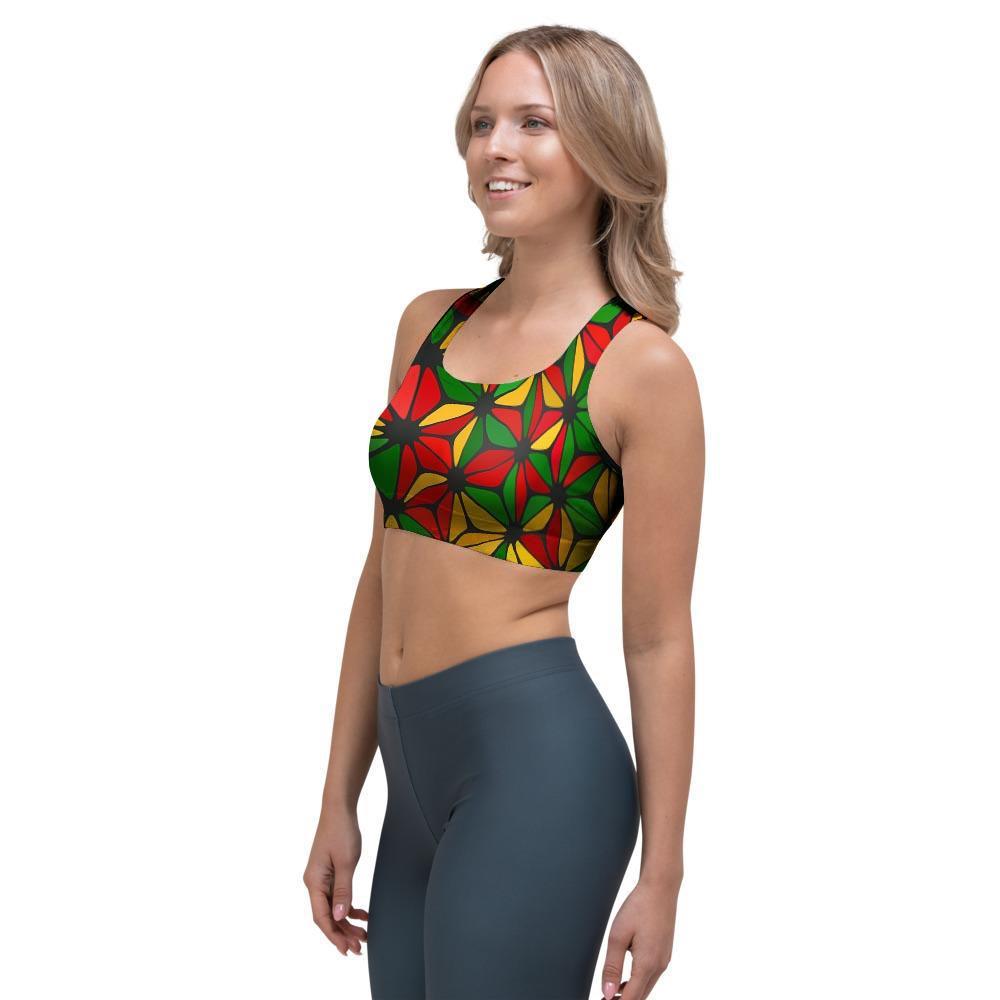 Abstract Reggae Rasta Sports Bra-grizzshop