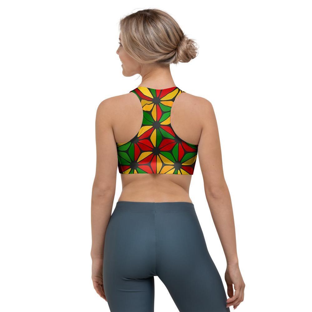 Abstract Reggae Rasta Sports Bra-grizzshop