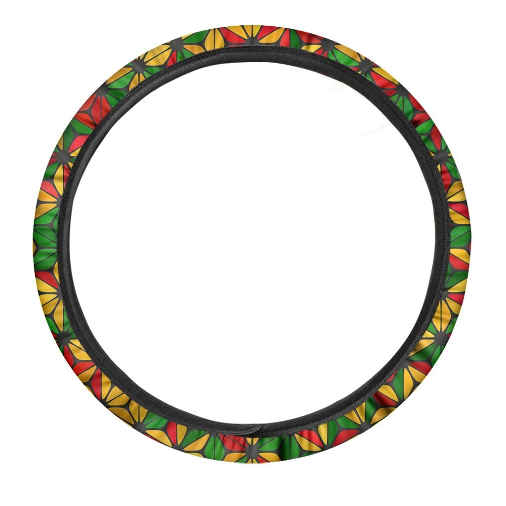 Abstract Reggae Rasta Steering Wheel Cover-grizzshop