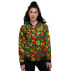 Abstract Reggae Rasta Women's Bomber Jacket-grizzshop