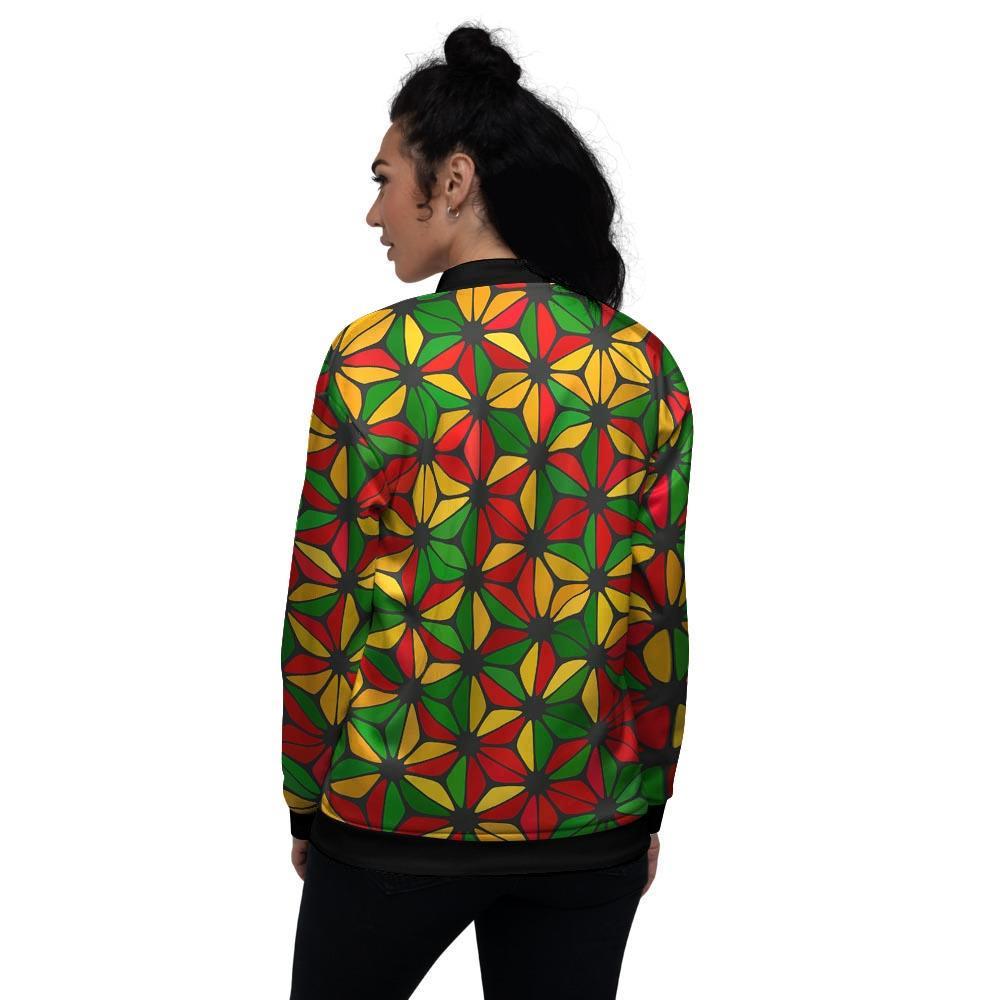 Abstract Reggae Rasta Women's Bomber Jacket-grizzshop