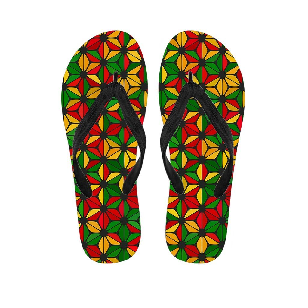 Abstract Reggae Rasta Women's Flip Flops-grizzshop