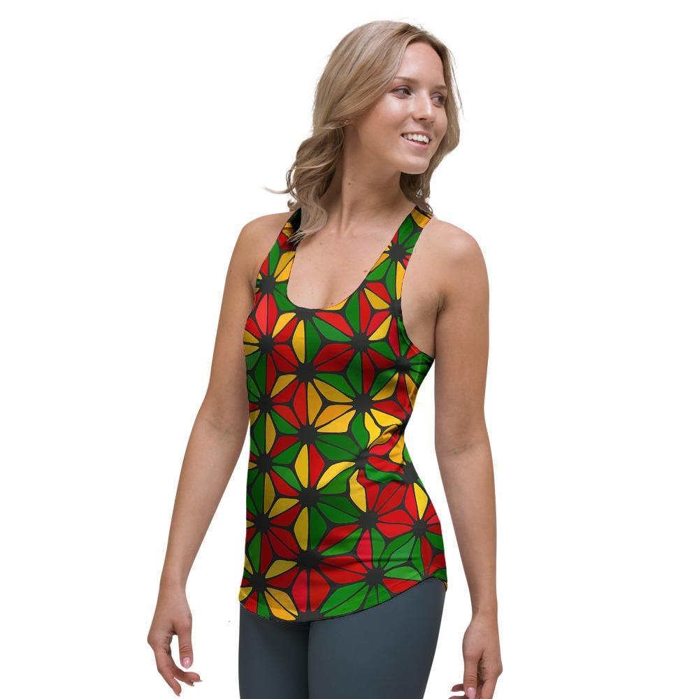Abstract Reggae Rasta Women's Racerback Tank Top-grizzshop