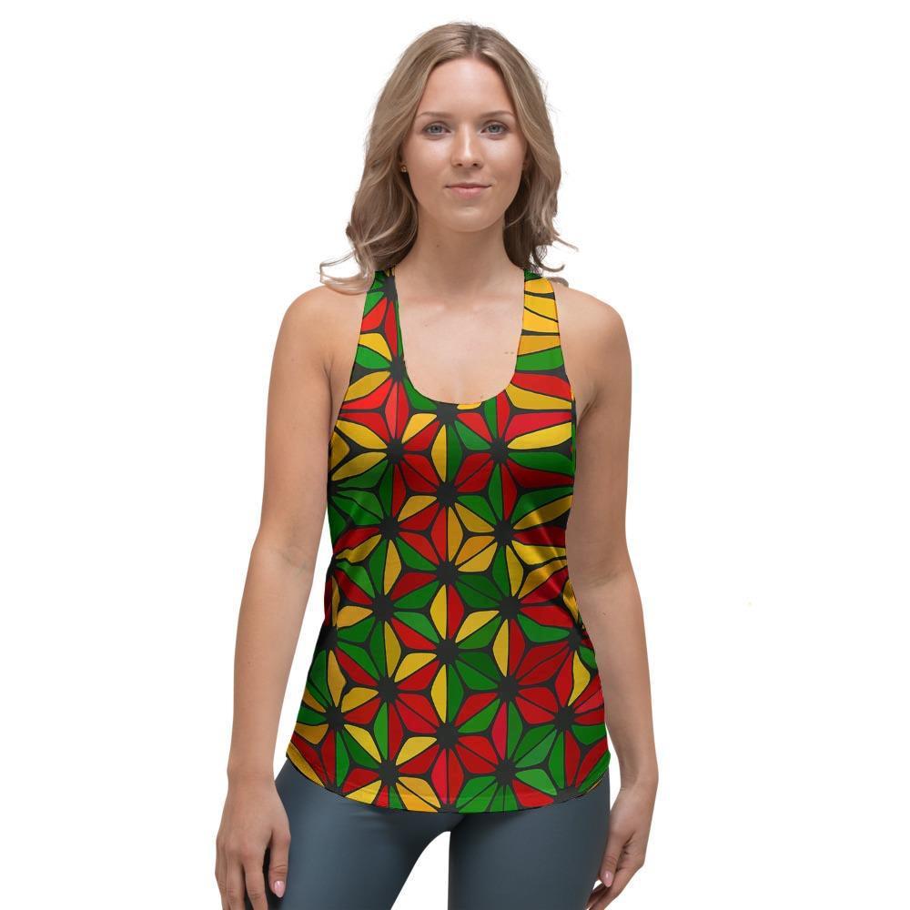 Abstract Reggae Rasta Women's Racerback Tank Top-grizzshop