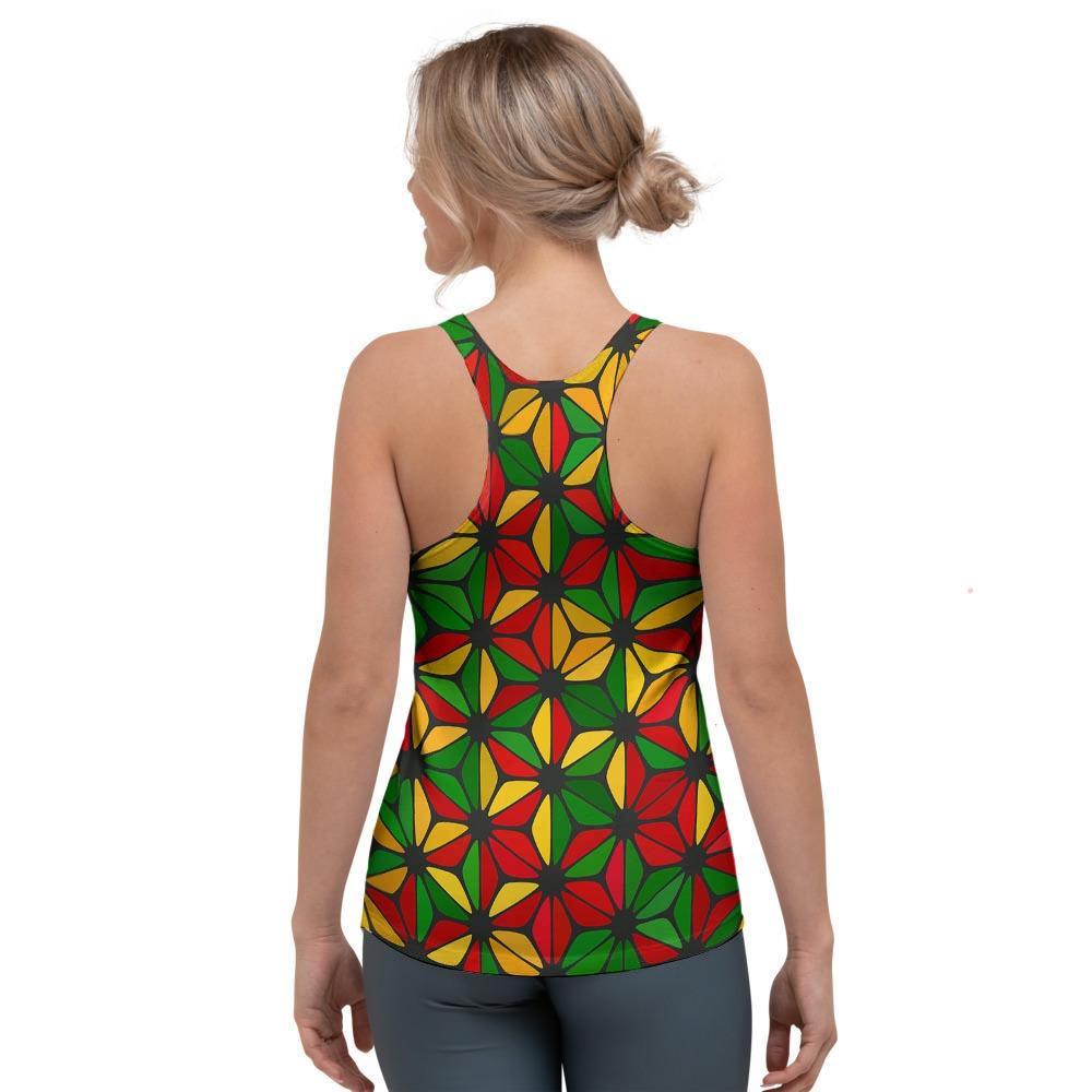 Abstract Reggae Rasta Women's Racerback Tank Top-grizzshop