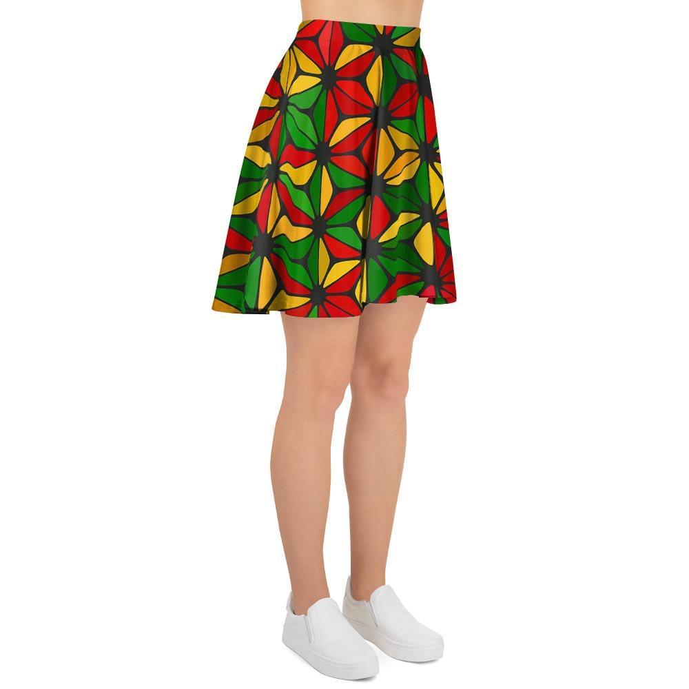 Abstract Reggae Rasta Women's Skirt-grizzshop