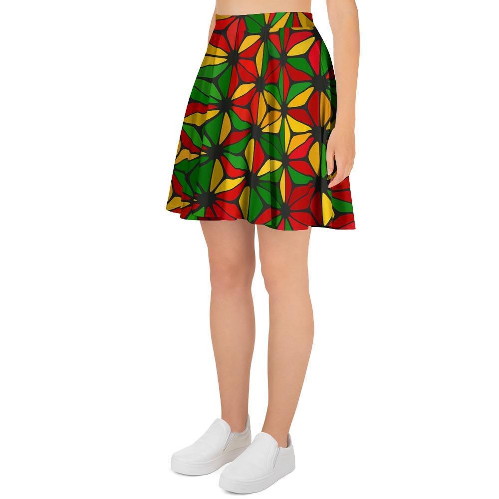 Abstract Reggae Rasta Women's Skirt-grizzshop