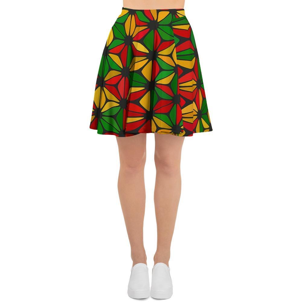 Abstract Reggae Rasta Women's Skirt-grizzshop