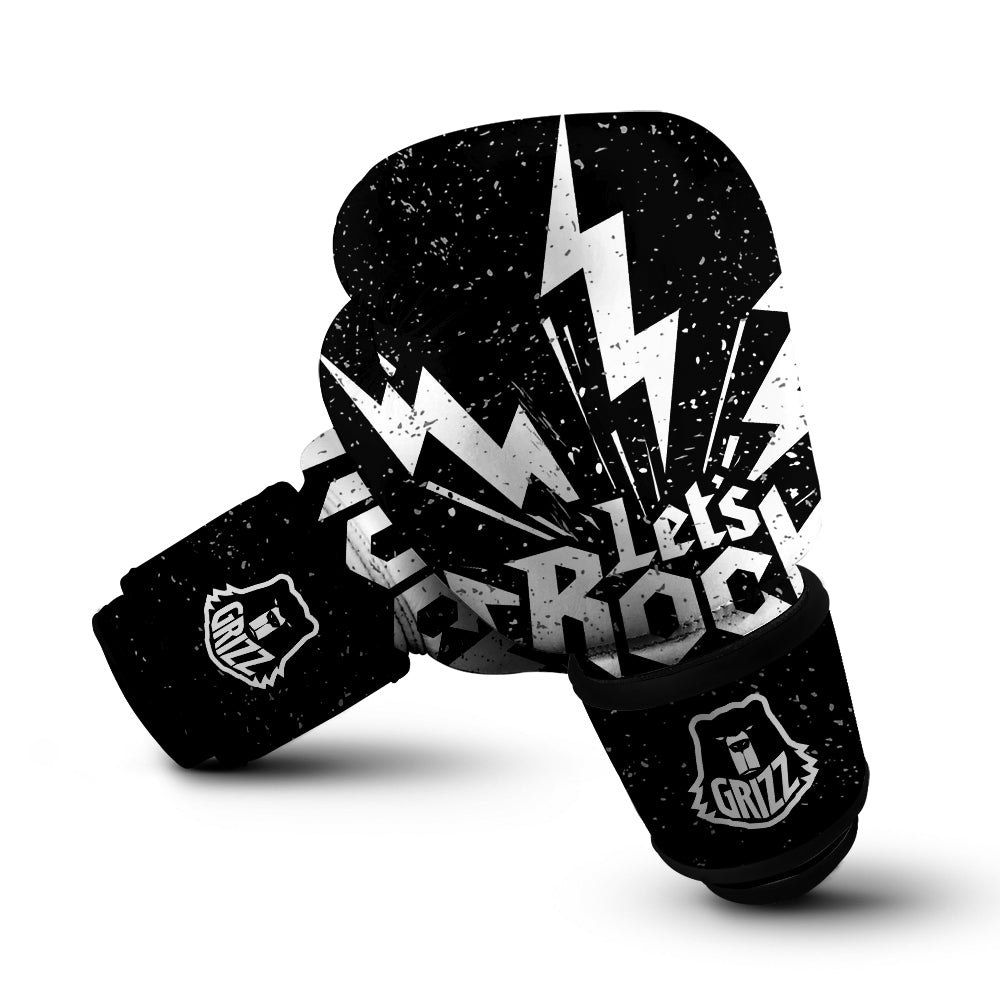Abstract Rock Grunge Monochrome Print Boxing Gloves-grizzshop