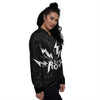 Abstract Rock Grunge Monochrome Print Women's Bomber Jacket-grizzshop