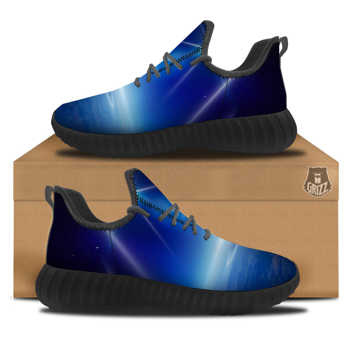 Abstract Sci Fi On Earth Print Black Walking Shoes-grizzshop