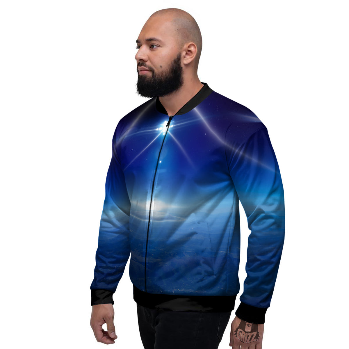 Abstract Sci Fi On Earth Print Men's Bomber Jacket-grizzshop