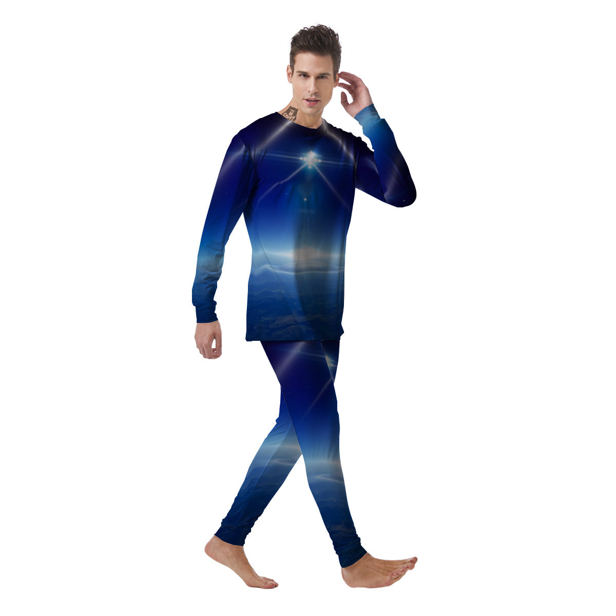 Abstract Sci Fi On Earth Print Men's Pajamas-grizzshop