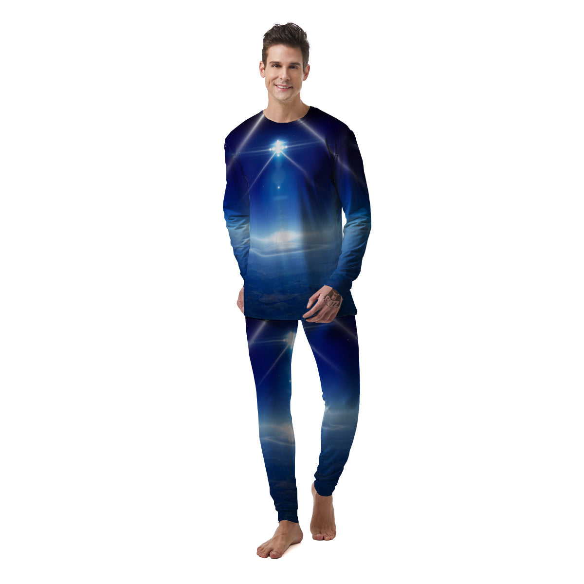 Abstract Sci Fi On Earth Print Men's Pajamas-grizzshop