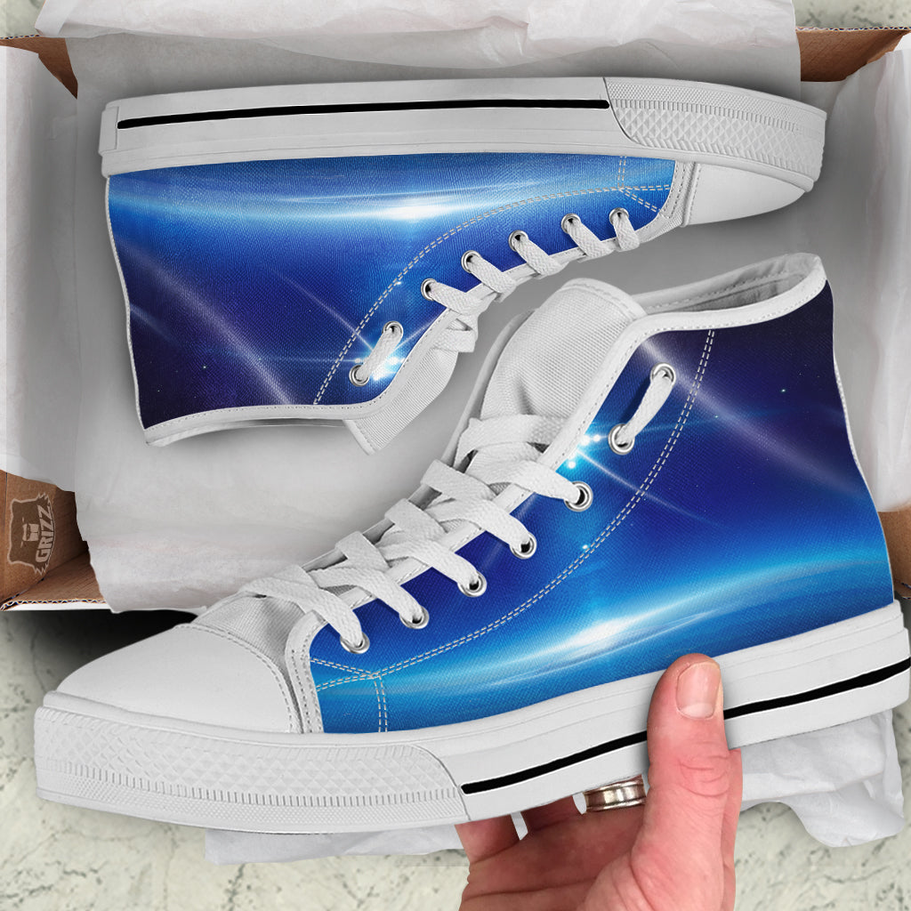 Abstract Sci Fi On Earth Print White High Top Shoes-grizzshop