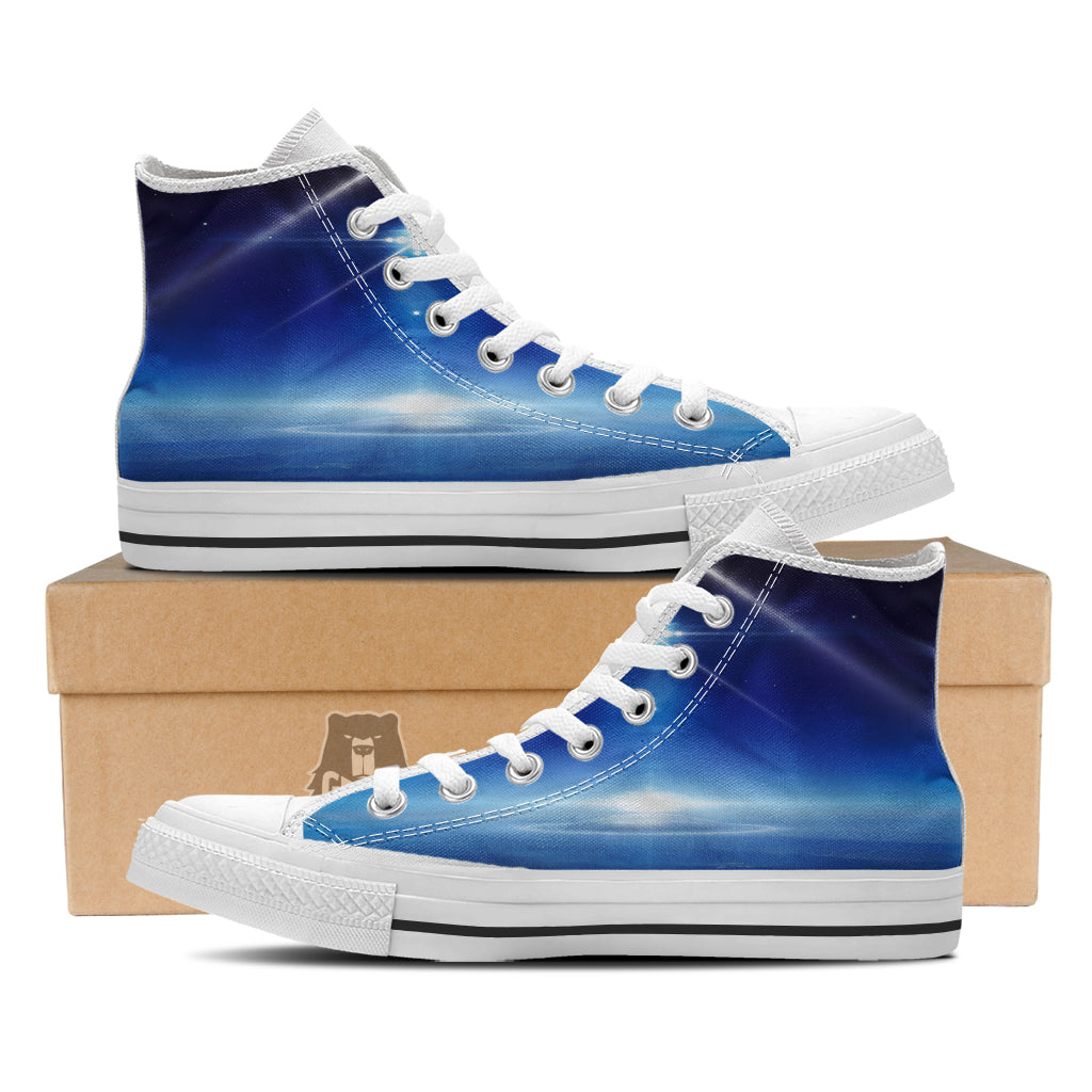 Abstract Sci Fi On Earth Print White High Top Shoes-grizzshop