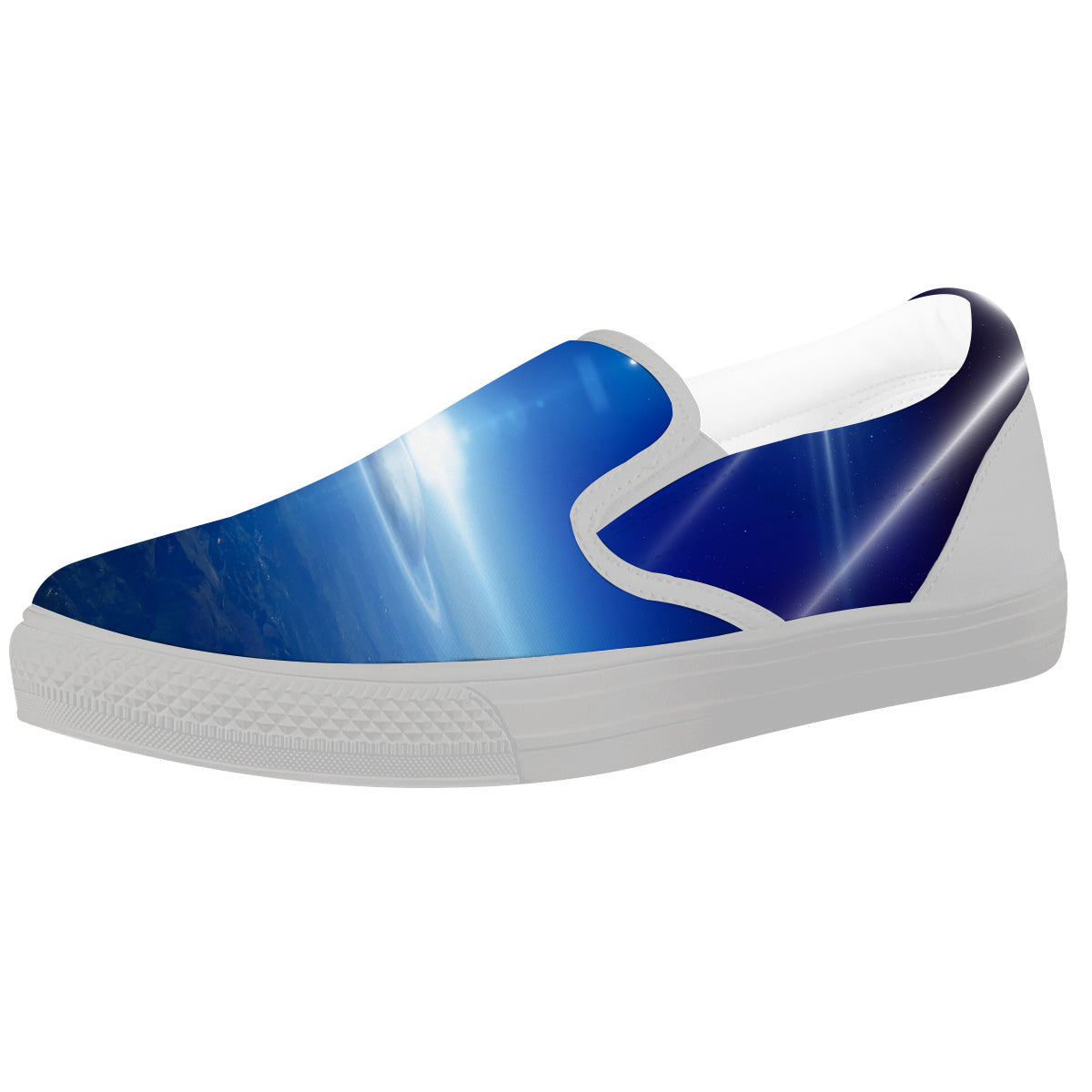 Abstract Sci Fi On Earth Print White Slip On Shoes-grizzshop