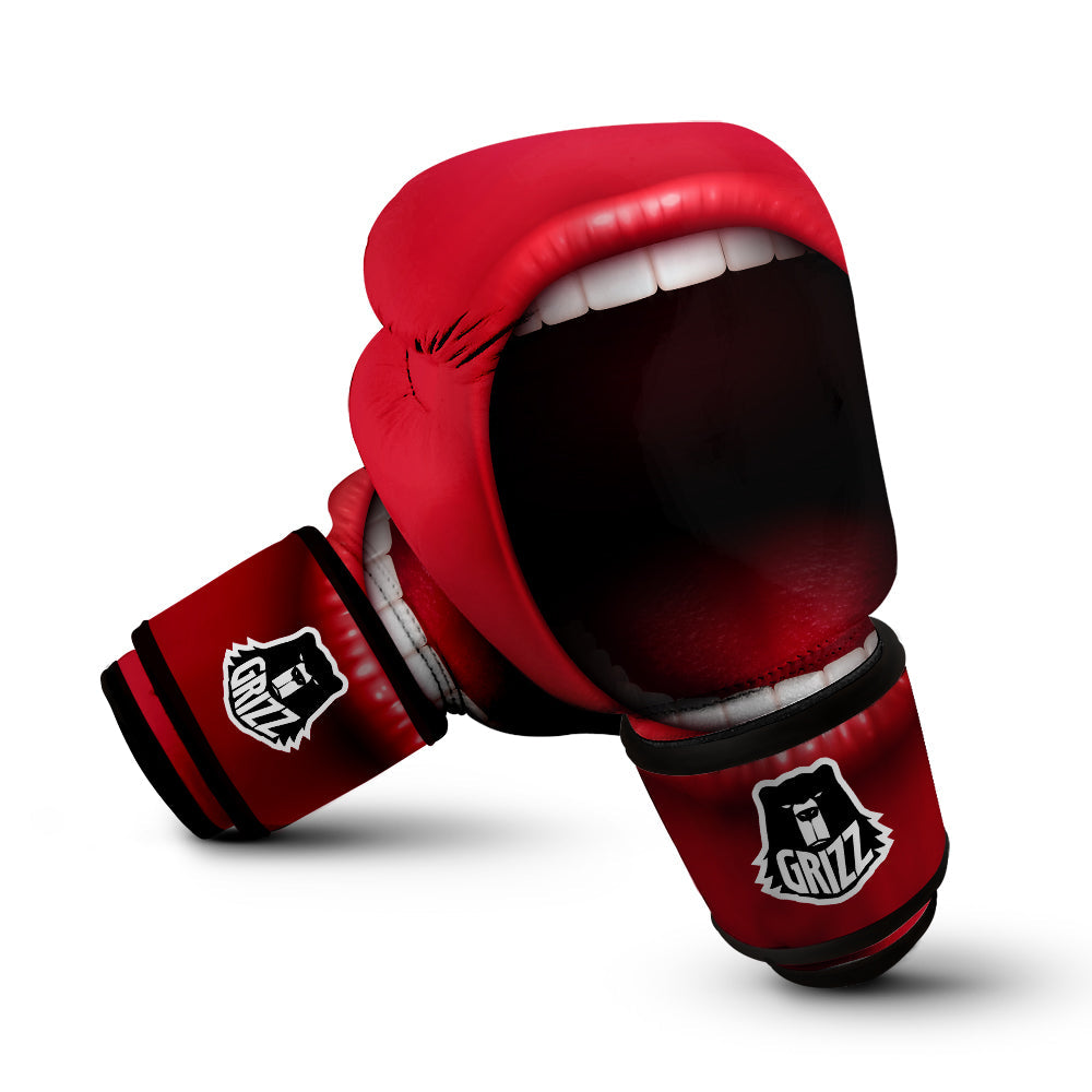 Abstract Scream Red Mouth Print Boxing Gloves-grizzshop