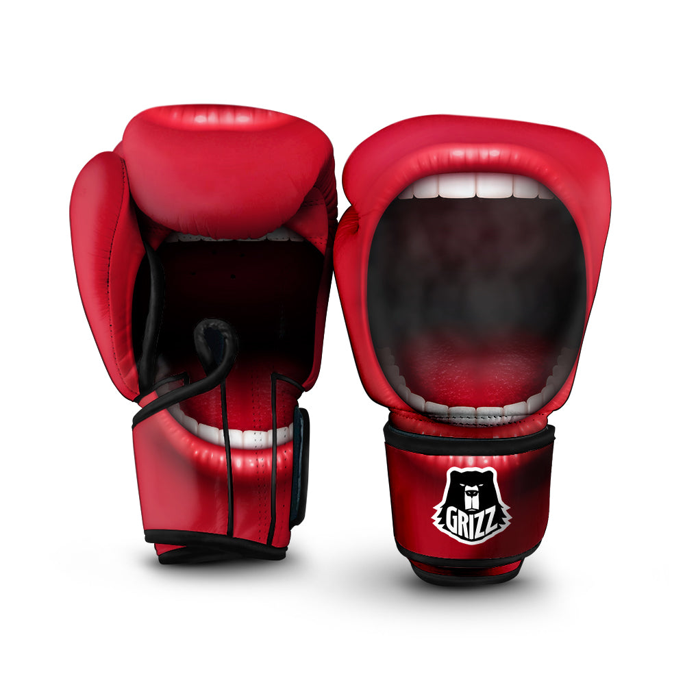Abstract Scream Red Mouth Print Boxing Gloves-grizzshop