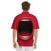 Abstract Scream Red Mouth Print Men's Short Sleeve Shirts-grizzshop