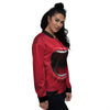 Abstract Scream Red Mouth Print Women's Bomber Jacket-grizzshop