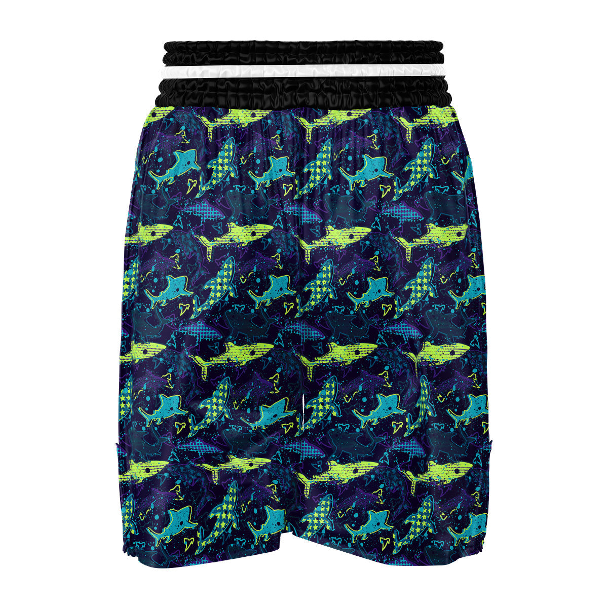 Abstract Shark Print Pattern Boxing Shorts-grizzshop