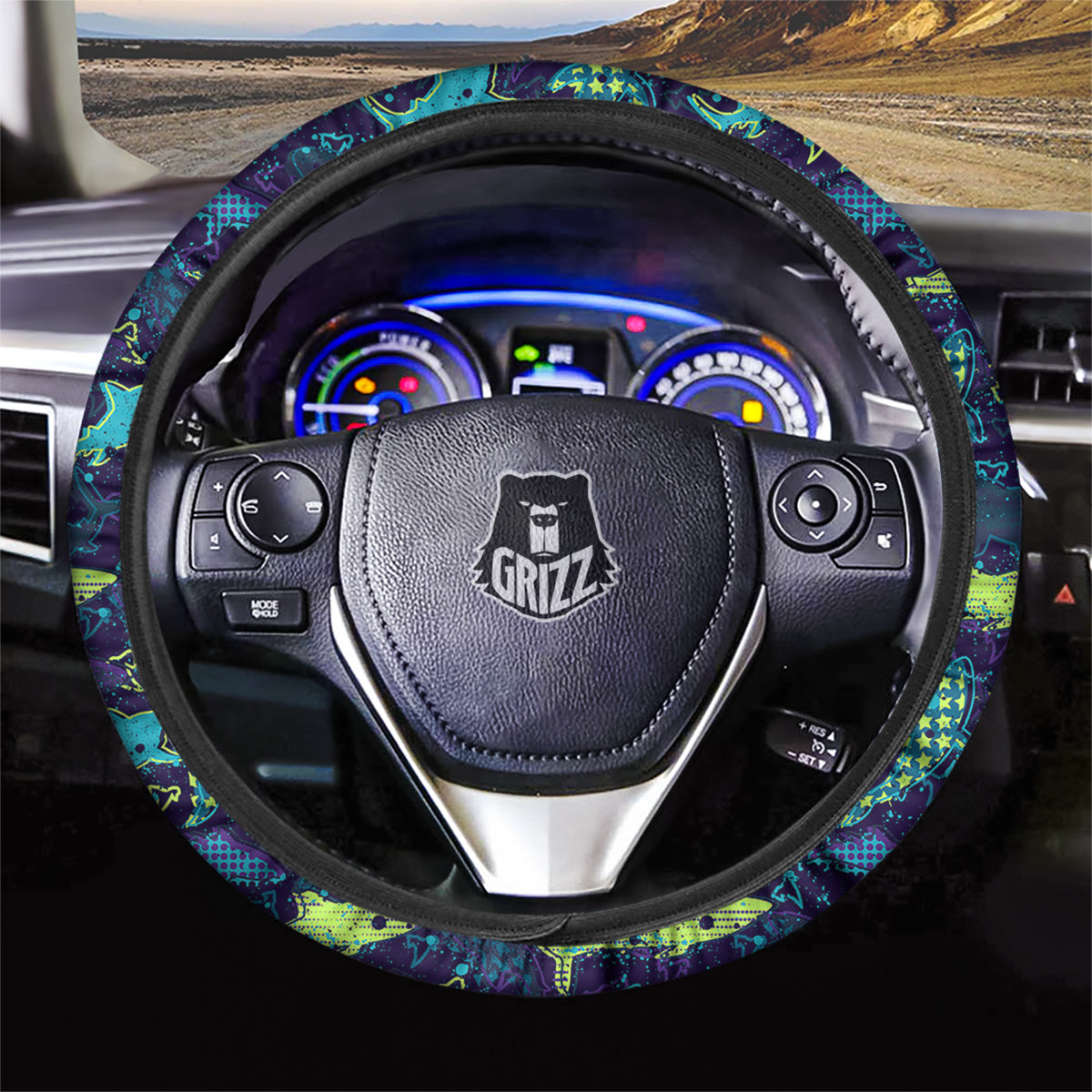Abstract Shark Print Pattern Car Steering Wheel Cover-grizzshop